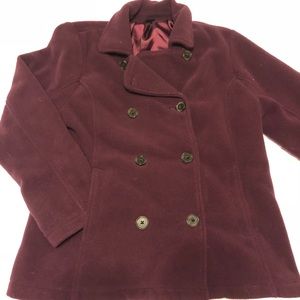 Eggplant purple Lands End Pea Coat